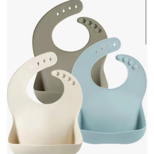 PandaEar Set of 3 Silicone Baby Bibs Waterproof, Soft, Unisex, 10-72 Months