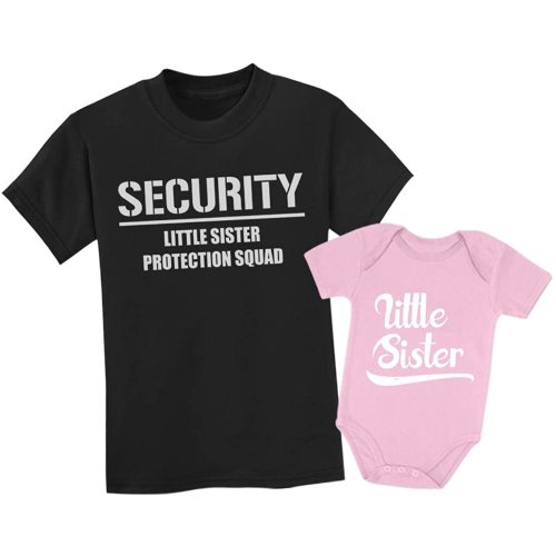 Tstars Security Squad Big Brother Little Sister Set Tee Baby Bodysuit