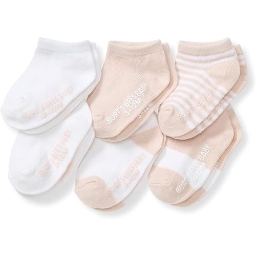 Burt's Bees Baby Baby Girls' Ankle Socks with Non-Slip Grips (6-Pack)