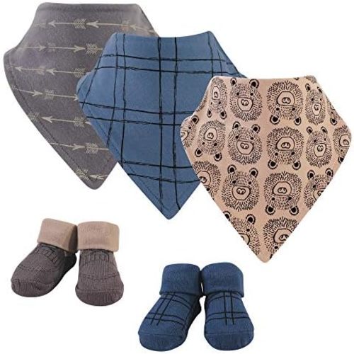 Hudson Baby Unisex BabyCotton Bib and Sock Set