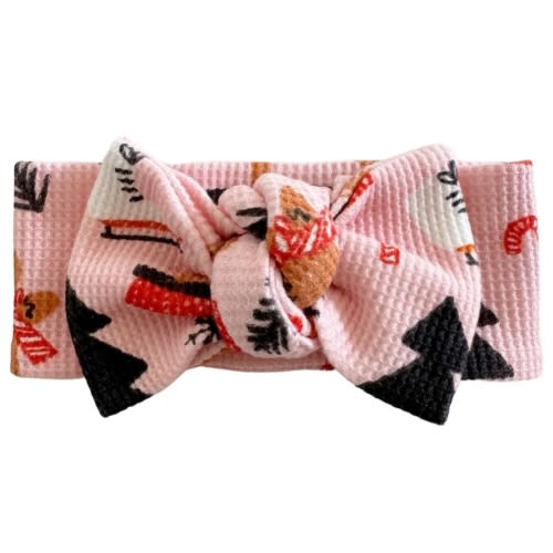 Organic Waffle Knot Bow, Gingerbread Wonderland Blush – SpearmintLOVE