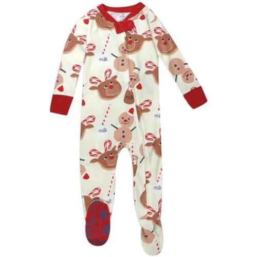 HonestBaby Baby Holiday Non-Slip Footed Pajamas One-Piece Sleeper Zip-Front Pjs 100% Organic Cotton