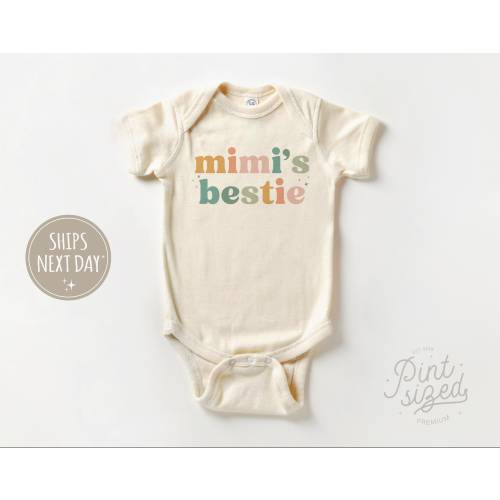Mimi's Bestie Onesie® - Cute I love my Mimi Bodysuit - Minimalist Natural Onesie®
