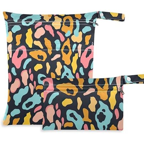 Color Leopard Wet Dry Bag Diaper Bag Waterproof Pouch for Travel,Beach,Gym Set of 2 21220403