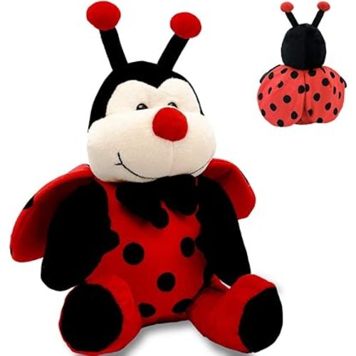 Garden Buzz Cuties Ladybug Stuffed Animal Plush Ladybird Beetle Soft Insect Cuddly Lady Bug Toy with Red Wings and Black Bow, Bee Friend,Great Present for Toddlers & Kids