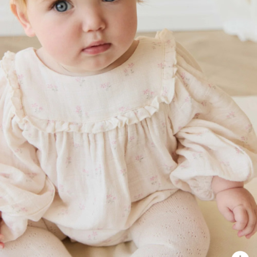 Organic Cotton Muslin Frances Playsuit - Pauline Pink – Jamie Kay NZ