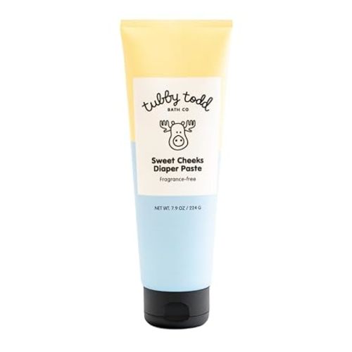 TUBBY TODD Sweet Cheeks Diaper Paste - Diaper Rash Cream with 14% Zinc Oxide - Hypoallergenic - For Soothing and Protecting Sensitive Skin - Fragrance Free - 7.9 Fl Oz