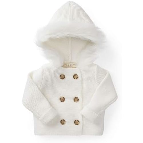 Hope & Henry Layette Baby Long Sleeve Button Front Hooded Sweater