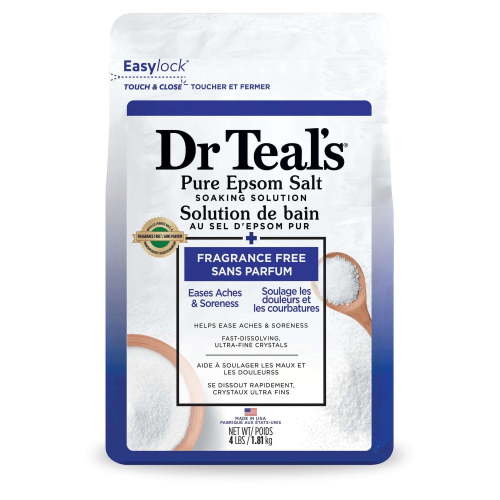 Dr Teal's Pure Epsom Salt Soak, Fragrance Free, 1.81 kg, 4lb - Walmart.ca