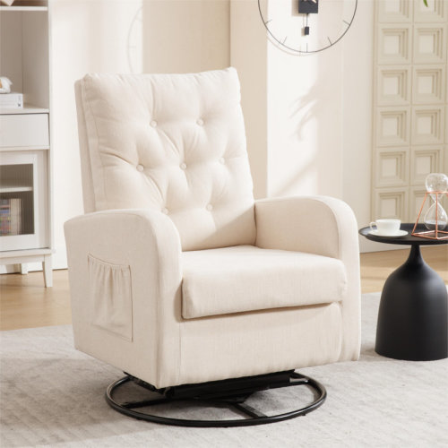 Ebern Designs Tahliyah Upholstered Swivel Rocker Glider Nursery Chair with High Back & Reviews | Wayfair