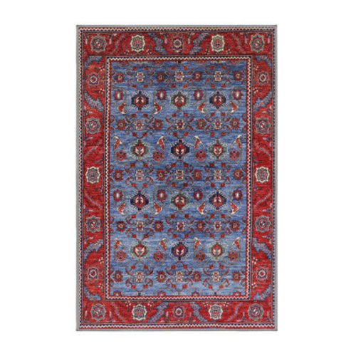 Bungalow Rose Gately Oriental Blue/Red Area Rug | Wayfair