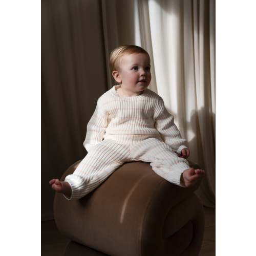 Children’s ‘Pink Stripe’ Ribbed Knit Pant – Oat Co