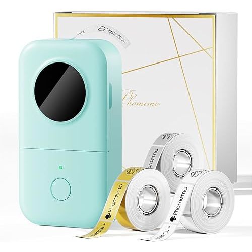 Phomemo Label Maker Machine with Tapes - White/Clear/Gold Labels, D30 Portable Handheld Bluetooth Mini Label Makers, Multiple Templates Fonts Icon, Thermal Small Label Printer Rechargeable for Home