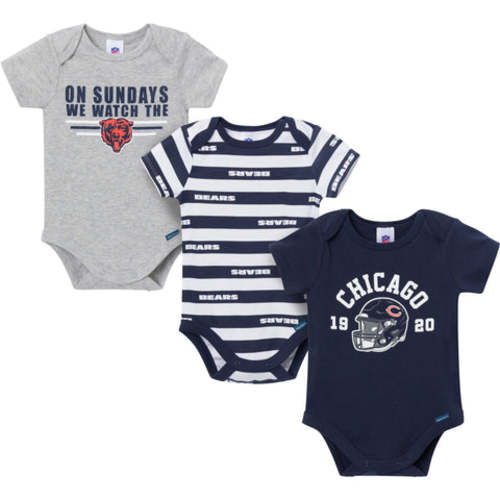 3-Pack Baby Boys Chicago Bears Short Sleeve Bodysuits