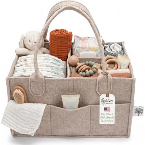Parker Baby Co. Felt Diaper Caddy Organizer - Regular, Oatmeal
