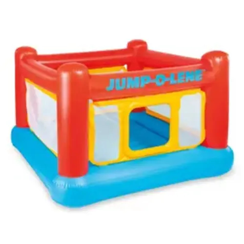 Intex Inflatable Jump-O-Lene Trampoline Bounce House with Crawl-Thru Door & Net - TikTok Shop