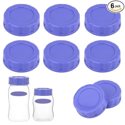 6pcs Baby Bottle Caps Compatible with Pigeon & Lansinoh Bottles, Travel and Storage Bottle Lids Replacement (Purple)