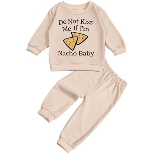 Toddler Baby Letter Don't Kiss Me Long Sleeve Sweatshirt Top Jogger Pants Set Cute Fall Winter Clothes Set
