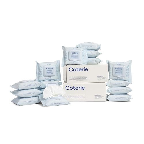 Coterie Baby Travel Wipes, 16 Packs, 288 Unscented Wipes, 99% Purified Water, Plastic-Free & Plant-Based Fibers, Fragrance Free Hypoallergenic Sensitive Skin Baby Essentials, Clean Ingredients - 16 Pack (Travel Size)