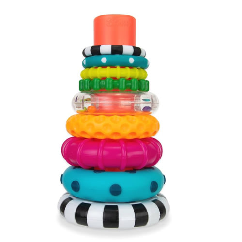 Sassy Stacks of Circles Stacking Ring STEM Learning Toy, Age 6+ Months, Multi, 9 Piece Set