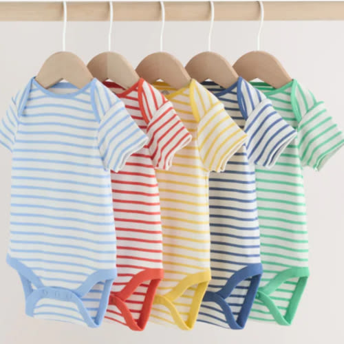 5 pack Stripe Short Sleeve Baby Bodysuits