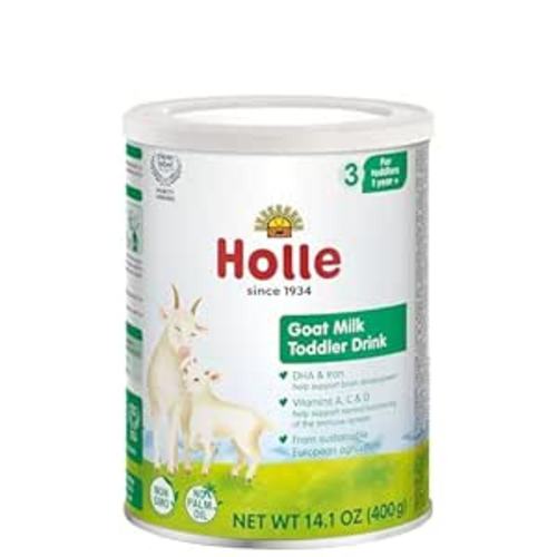 Holle Organic Goat Milk Toddler Drink (Stage 3) — European Whole Goat Milk Powder with Naturally Occurring A2 Beta-Casein, Clean Label Project Certified, Made in Germany, Non-GMO Ingredients, 14 oz (12–36 Months)