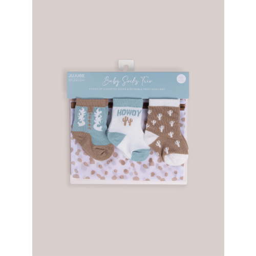 JuJuBe x Studio Oh! 3-Pack Soft Durable Baby Socks Set - Howdy Partner Blue