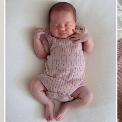 Organic Cotton Pointelle Knit Baby Bodysuit - Rose