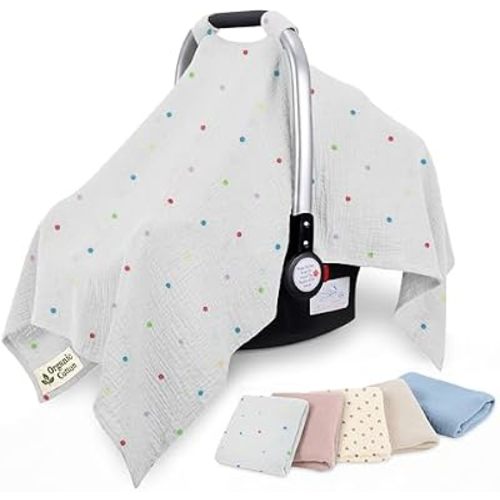 100% Organic Cotton Baby Car Seat Cover Unisex 35x50In Shower Gift