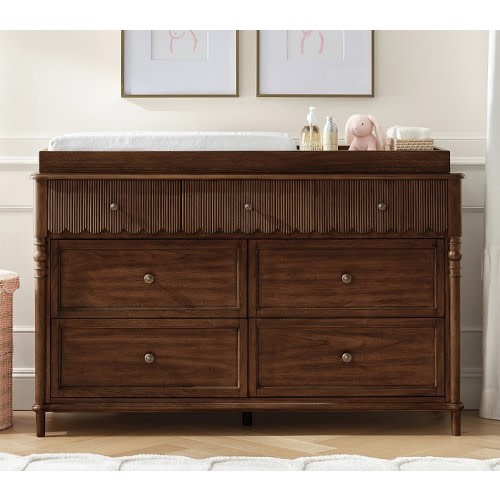 Chris Loves Julia 7-Drawer Scallop Dresser & Topper Set (56w x 19d")