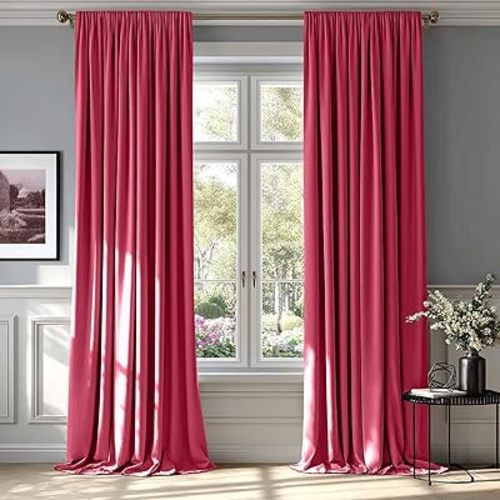 MIULEE Berry Velvet Curtains Thermal Insulated Blackout Curtain Drapes for Bedroom Living Room Darkening 84 Inches Long Curtains Panels Rod Pocket Set of 2