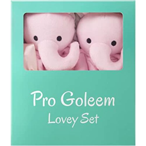 Pro Goleem Elephant Security Blanket Twin Baby Gifts Baby Snuggle Toy Lovey for Infant Girls Soft Lovie Pink, 2 Pack