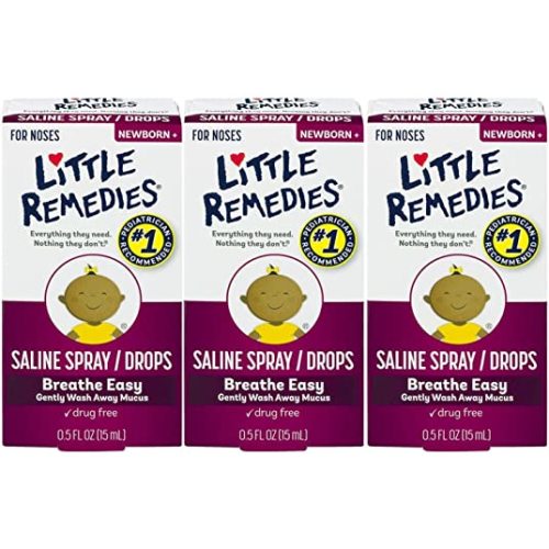 Little Remedies Saline Spray and Drops, Safe for Newborns, 0.5 fl oz, 3 Pack