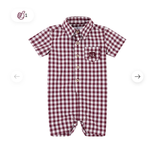 Texas A&M Collegiate Outfitters Boys Plaid Romper - Maroon