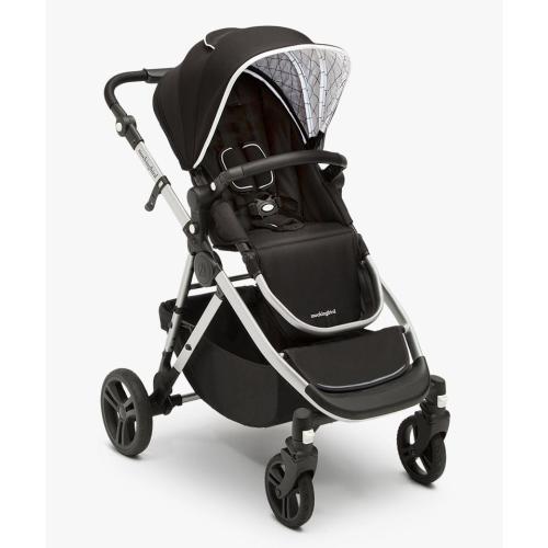 Mockingbird Single-to-Double Stroller - Black Handlebar, Black / Windowpane Canopy 2.0