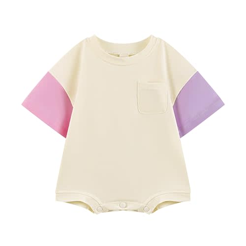 Bafeicao Baby Boy Girl Bubble Romper T Shirt Newborn Bodysuit | Color Block,Short Sleeve,Summer