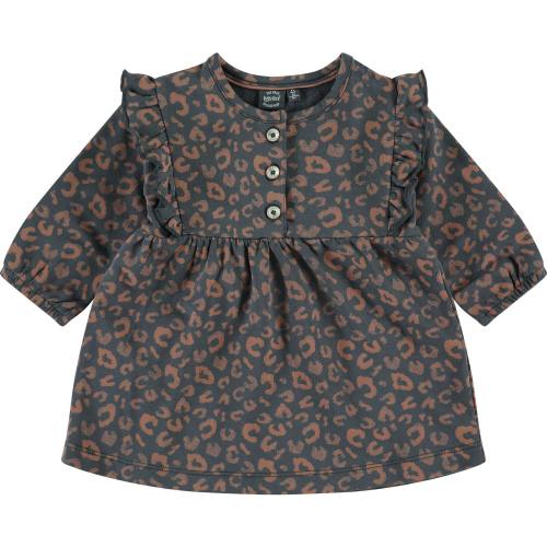 Leopard Print Long Sleeve Ruffle Dress