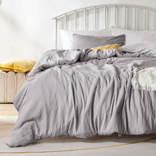 Sonive Washed Comforter Sets Twin/Twin-XL 2 Piece, Soft and Cozy, Fluffy Microfiber Fill, Washed Textured Wrinkled Design (Gull Grey)