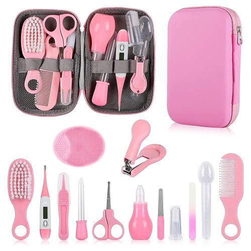Amazon.com: Baby Grooming Kit, Infant Safety Care Set with Hair Brush Comb Nail Clipper Nasal Aspirator,Baby Essentials Kit for Newborn Girls Boys (Pink Baby Grooming kit)