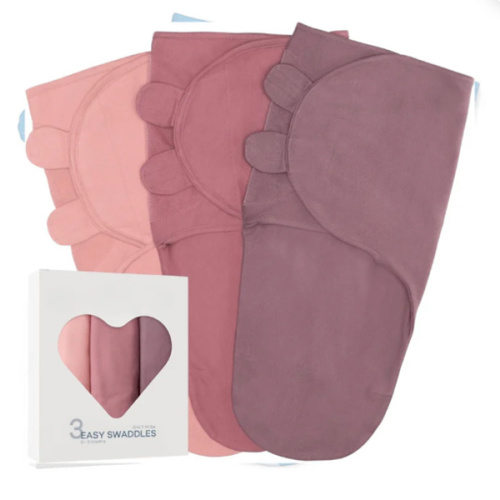 3-Pack Cotton Baby Swaddle Blankets with Velcro Closure, 0-6 Months