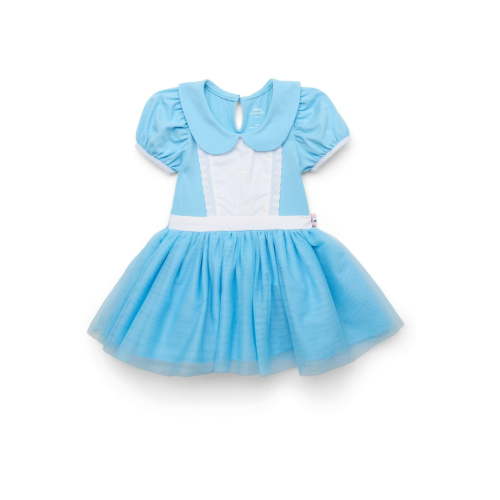 Alice in Wonderland Toddler Girls Cosplay Tutu Dress with Puff Sleeves, Sizes 12M-5T