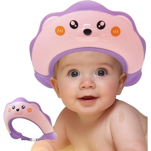 Cute Sea Lion Shower Shield Visor - Eye & Ear Protection for 0-9 Yrs, Pink