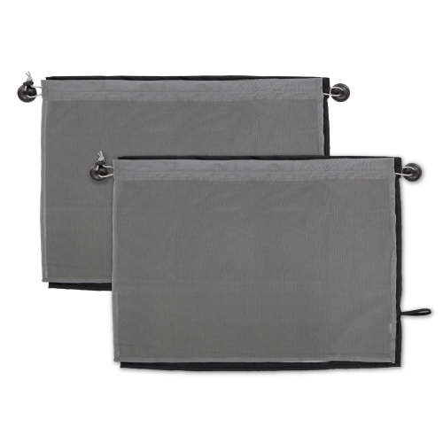 Auto Drive Universal Side Window Suction Cups Grey Curtain Sun Shade 2 Counts , 26" x 19.68"