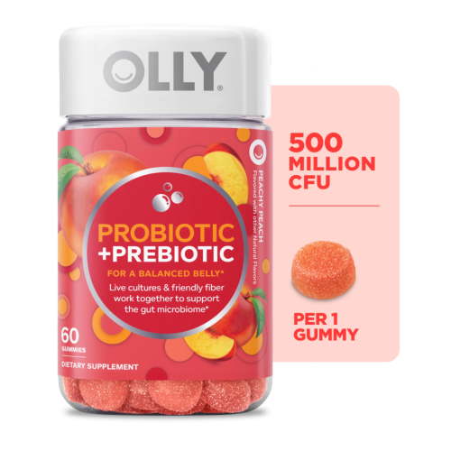 OLLY Probiotic + Prebiotic Gummy, Adult Digestive + Gut Health Supplement, 60 Ct