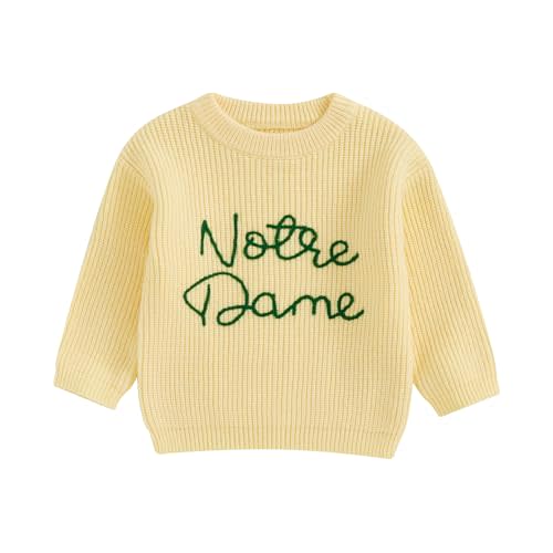 Chloefairy Unisex Toddler Notre Dame Football Sweater Rugby Cable Knit Sweatshirt Knitwear Fall Pullover Top