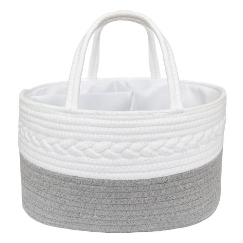 Living Textiles Cotton Rope Nappy Caddy Grey/White