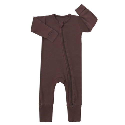 ENFLASH Unisex Baby 2 Way Zipper Footless Pajamas Ribbed Bamboo Viscose Long Sleeve Footed Sleepers Sleep 'N Play