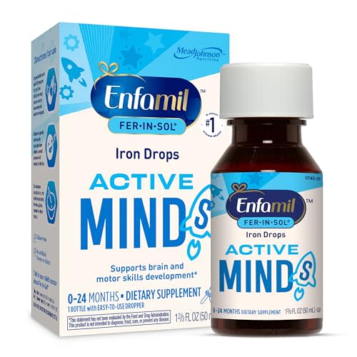 Enfamil Fer-In-Sol Baby Iron Supplement Drops, 50 mL Dropper Bottle | Supports brain development, infant iron drops, baby iron supplement drops for infants