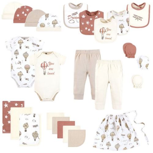 Hudson Baby Infant Baby Layette Baby Starter Set 25pc, Hot Air Balloon, 0-6 Months
