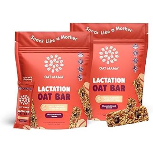 Oat Mama Chocolate Almond Coconut Lactation Bars | Essential Breastfeeding Snacks with Oats, Flaxseed & Brewer’s Yeast | Milkflow Lactation Support for Nursing Moms - 10 Count